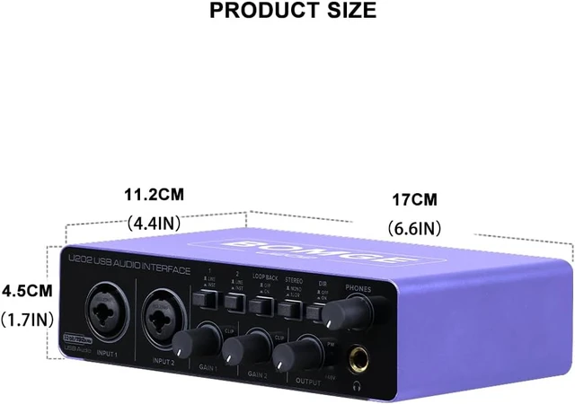 Alt view image 6 of 7 - USB Audio Interface with XLR/48V Phantom Power, 32-Bit/192kHz for Guitar, Vocal & Podcast (U202P)