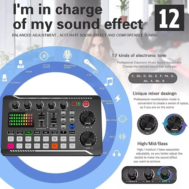 Alt view image 4 of 5 - F998 Podcast Bundle, Audio Interface & BM888 Mic with DJ Effects & Voice Changer, Black