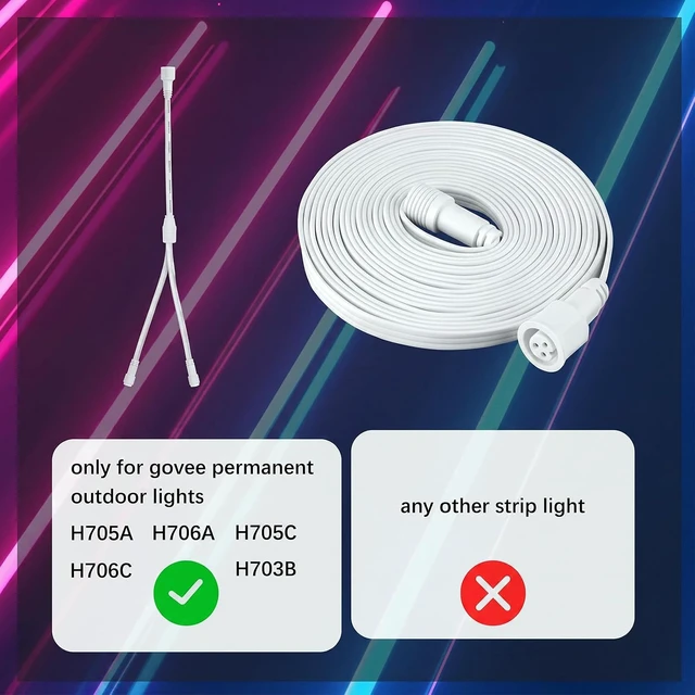 Alt view image 5 of 6 - 4-Pack 16ft Extension Cable, Compatible with Govee, White