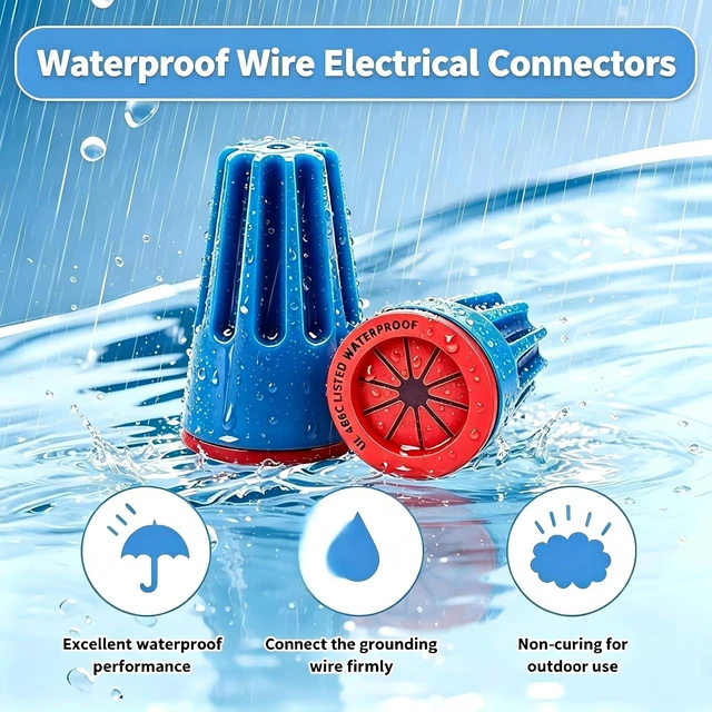 Alt view image 2 of 7 - 100-Pack Waterproof Wire Connectors, 22-14 AWG for Landscape Light & Irrigation
