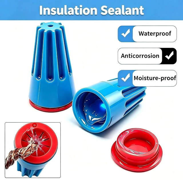 Alt view image 4 of 7 - 100-Pack Waterproof Wire Connectors, 22-14 AWG for Landscape Light & Irrigation