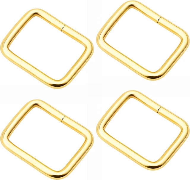 Main image of 100-Pack 1" Metal Rectangle Buckle Ring for Strap, Bag, Belt & Purse, Gold