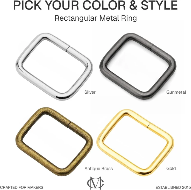 Alt view image 4 of 7 - 100-Pack 1" Metal Rectangle Buckle Ring for Strap, Bag, Belt & Purse, Gold