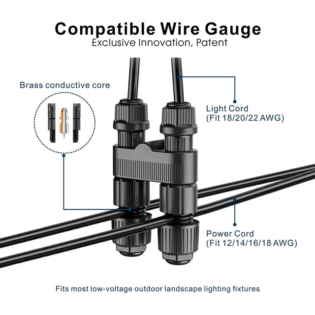 Alt view image 3 of 6 - 24-Pack Waterproof Low Voltage Wire Connectors, Fastlock 2 for 12-18 Gauge Landscape Lighting