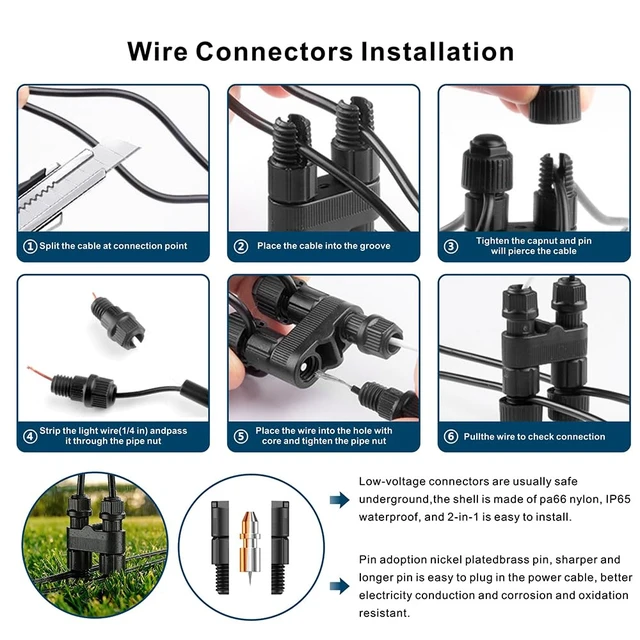 Alt view image 4 of 6 - 24-Pack Waterproof Low Voltage Wire Connectors, Fastlock 2 for 12-18 Gauge Landscape Lighting