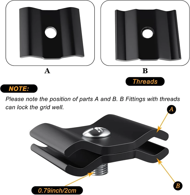 Alt view image 4 of 7 - 50-Pack Black Gridwall Joining Clips for Wire Grid Panels