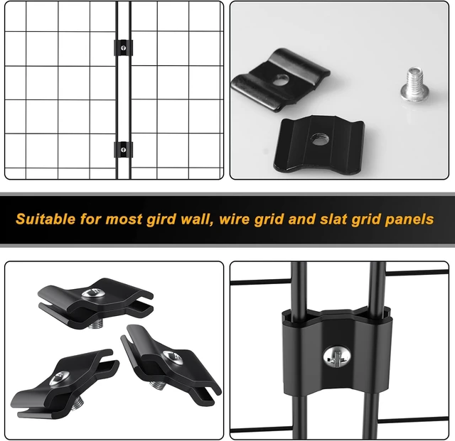 Alt view image 5 of 7 - 50-Pack Black Gridwall Joining Clips for Wire Grid Panels