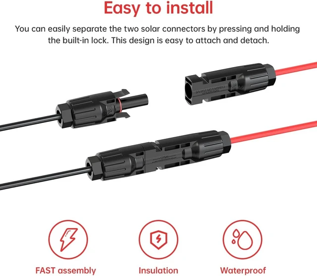 Alt view image 3 of 7 - 10FT 10AWG Solar to 2-Pin Industrial Circular Connector Cable