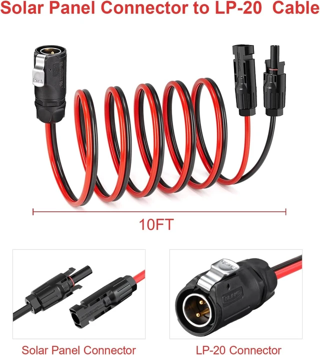 Alt view image 6 of 7 - 10FT 10AWG Solar to 2-Pin Industrial Circular Connector Cable