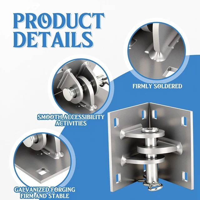 Alt view image 3 of 7 - 2-Pack Floating Dock Hinge Connector Kit, 3/4" Hole with T-Style Backer Plate, Steel