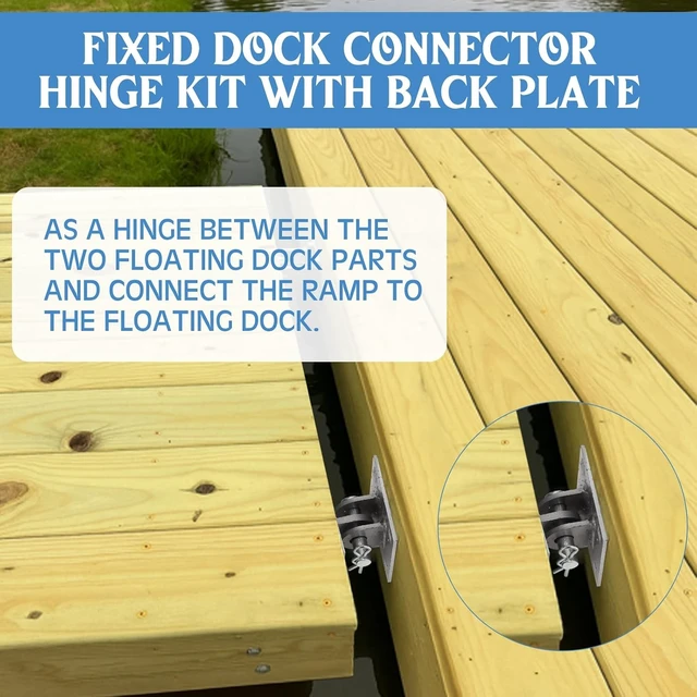 Alt view image 5 of 7 - 2-Pack Floating Dock Hinge Connector Kit, 3/4" Hole with T-Style Backer Plate, Steel