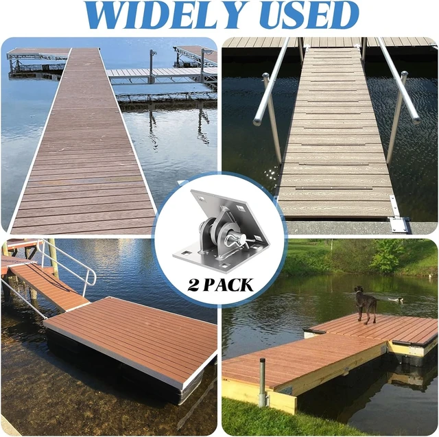 Alt view image 6 of 7 - 2-Pack Floating Dock Hinge Connector Kit, 3/4" Hole with T-Style Backer Plate, Steel