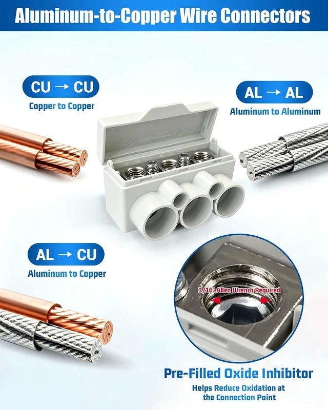 Alt view image 4 of 7 - 25-Pack Aluminum to Copper Wire Connector for 14-1 AWG