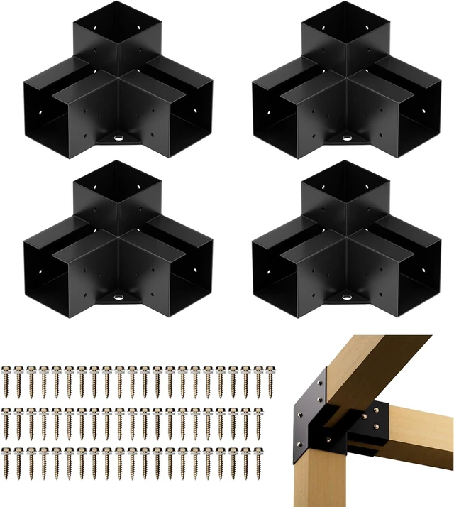 Main image of 4-Pack 3-Way 4x4 Pergola Corner Bracket Kit