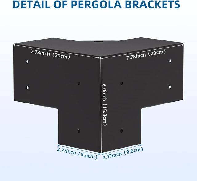 Alt view image 2 of 7 - 4-Pack 3-Way 4x4 Pergola Corner Bracket Kit
