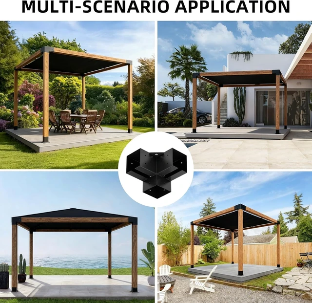 Alt view image 7 of 7 - 4-Pack 3-Way 4x4 Pergola Corner Bracket Kit