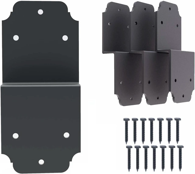 Main image of 4-Pack Heavy Duty 6" Steel Angle Pergola Bracket, Post to Beam Connector, Black