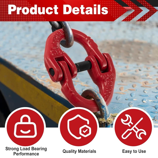 Alt view image 3 of 6 - 10-Pack 3/8" Alloy Steel Hammerlock Coupling Link, Red