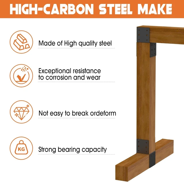 Alt view image 3 of 7 - 4-Pack 4x4 Heavy Duty Steel Post Brackets for Wood Posts