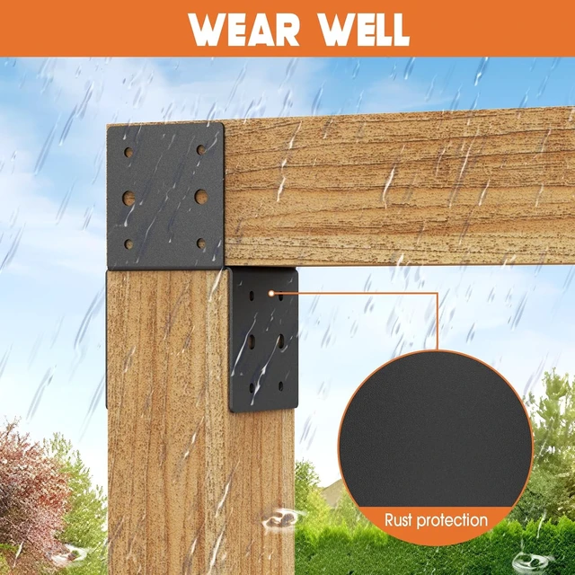 Alt view image 4 of 7 - 4-Pack 4x4 Heavy Duty Steel Post Brackets for Wood Posts