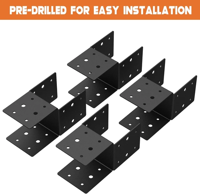 Alt view image 7 of 7 - 4-Pack 4x4 Heavy Duty Steel Post Brackets for Wood Posts