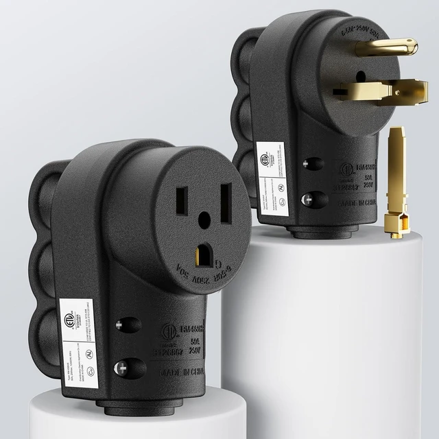 Main image of NEMA 6-50 Welder Plug & Receptacle Set, 50A 250V 3-Prong, Heavy Duty, Black