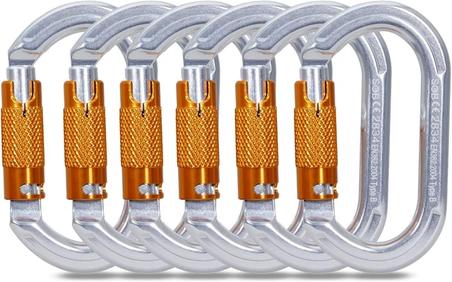 Main image of Heavy Duty Auto-Locking Carabiner Clips, Asymmetrical for Rappelling, Rescue & Outdoor