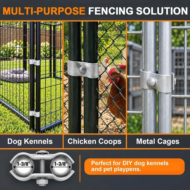Alt view image 6 of 7 - 16-Set Dog Kennel Panel Clamps, 1-3/8" Chain Link Fence