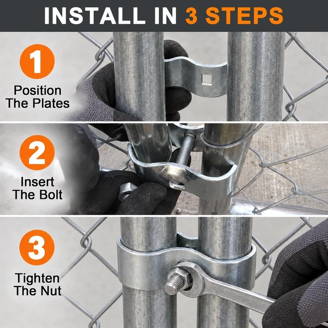 Alt view image 5 of 7 - 16-Set Dog Kennel Panel Clamps, 1-3/8" Chain Link Fence