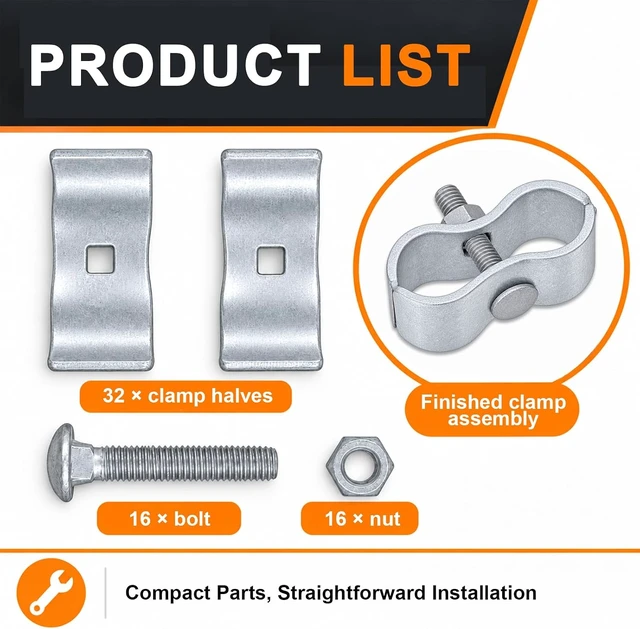 Alt view image 7 of 7 - 16-Set Dog Kennel Panel Clamps, 1-3/8" Chain Link Fence