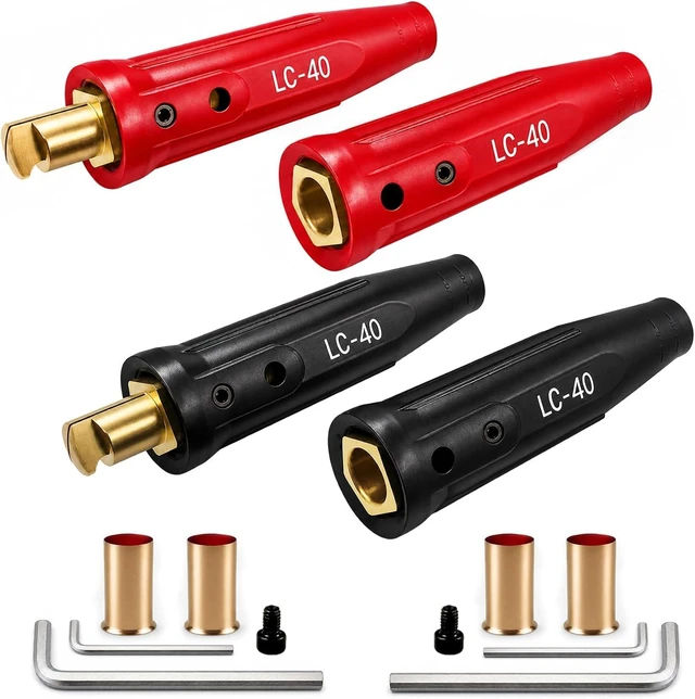 Main image of 2-Pack LC-40 Welding Lead Quick Connectors, Red & Black