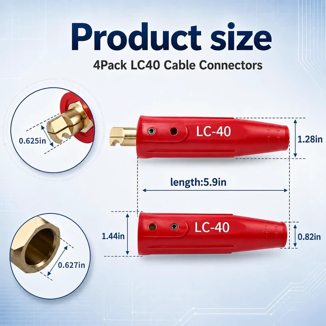 Alt view image 2 of 6 - 2-Pack LC-40 Welding Lead Quick Connectors, Red & Black