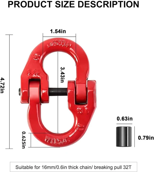 Alt view image 2 of 7 - 2-Pack 5/8" G100 Hammerlock Coupling Link, 18,000 lb Working Load
