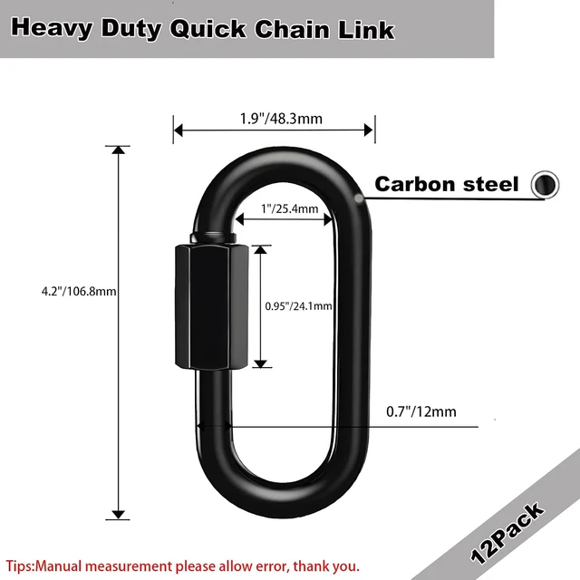 Alt view image 2 of 7 - 12-Pack 4.2" Heavy Duty Quick Chain Link, Black