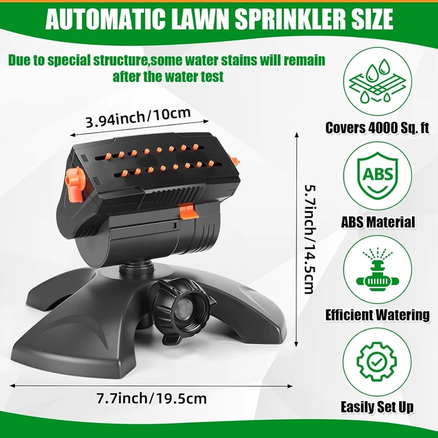 Alt view image 2 of 6 - 3-Pack Adjustable Oscillating Sprinkler with ABS Weighted Base
