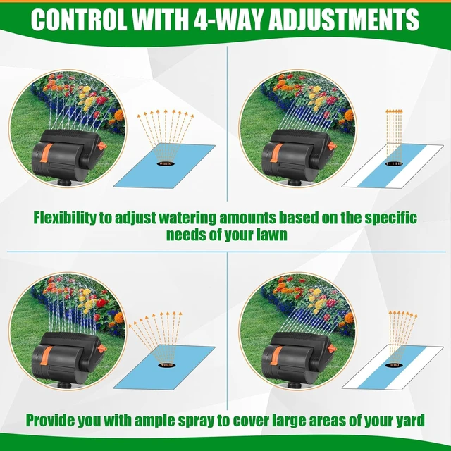 Alt view image 3 of 6 - 3-Pack Adjustable Oscillating Sprinkler with ABS Weighted Base