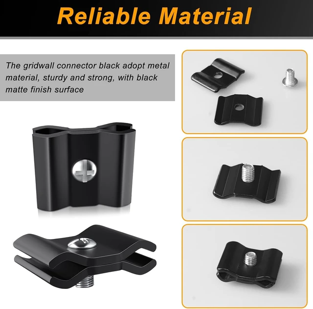 Alt view image 6 of 7 - 50-Pack Black Gridwall Joining Clips for Wire Grid Panels