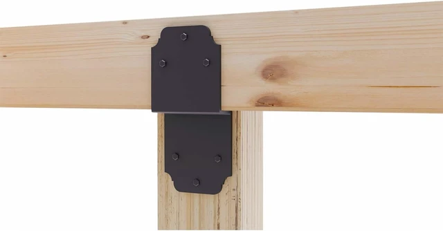 Alt view image 3 of 7 - 4-Pack Heavy Duty 6" Steel Angle Pergola Bracket, Post to Beam Connector, Black