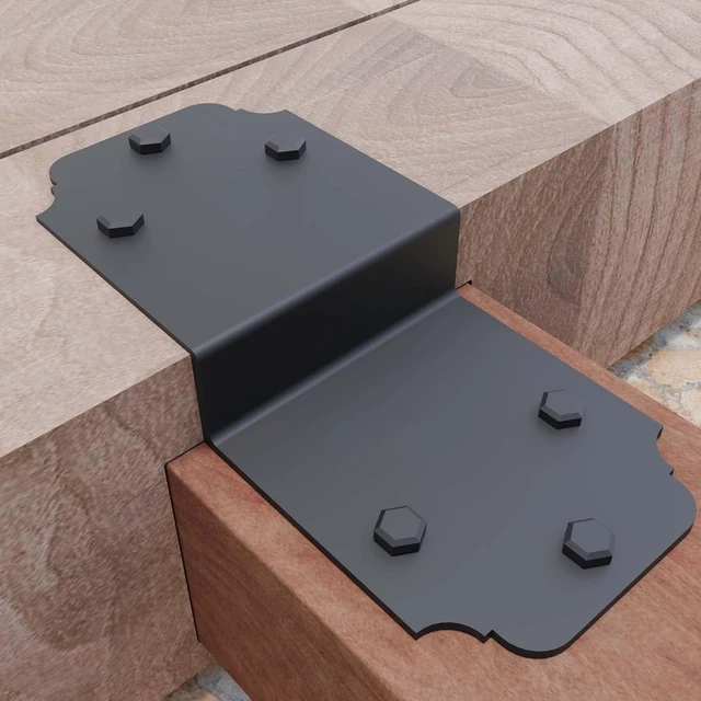 Alt view image 6 of 7 - 4-Pack Heavy Duty 6" Steel Angle Pergola Bracket, Post to Beam Connector, Black