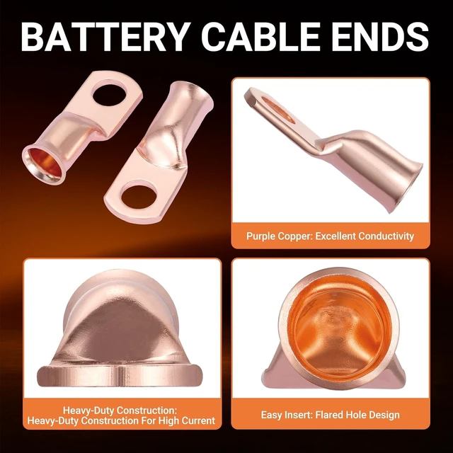 Alt view image 2 of 7 - 116-Piece Battery Cable End Kit, Copper Lugs 1/0, 4 & 2 AWG