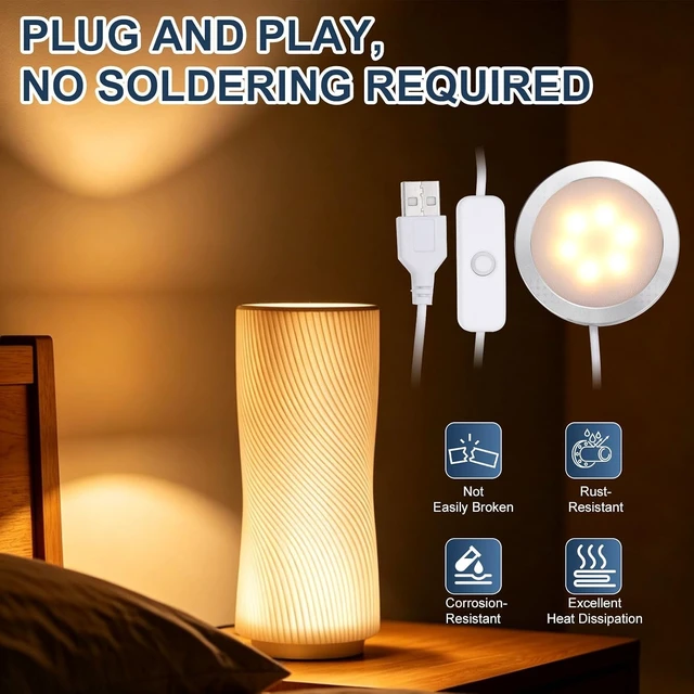 Alt view image 4 of 6 - 10-Pack 3D Printer LED Lamp Kit 001, Warm Light with Switch
