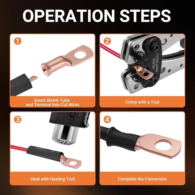 Alt view image 5 of 7 - 116-Piece Battery Cable End Kit, Copper Lugs 1/0, 4 & 2 AWG
