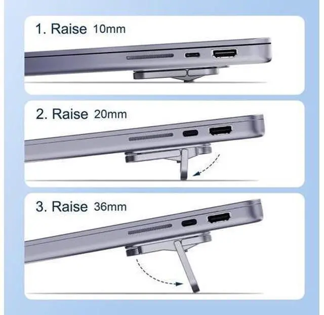 Alt view image 5 of 7 - Hagibis Laptop Stand Adjustable Height for Desk, Portable Invisible Laptop Riser, Ergonomic Mount Keyboard Kickstands Aluminum Cooling Pad for MacBook Pro Air, Tablet Laptop (Grey)