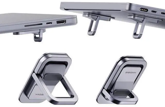 Main image of Hagibis Laptop Stand Adjustable Height for Desk, Portable Invisible Laptop Riser, Ergonomic Mount Keyboard Kickstands Aluminum Cooling Pad for MacBook Pro Air, Tablet Laptop (Grey)