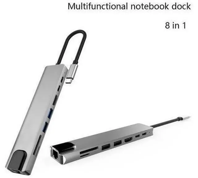 Main image of USB C Hub USB C Dock,8 in 1 Type C Hub Docking Station Adapter Thunderbolt 3 hub Compatible with MacBook Pro, XPS More Type C Devices
