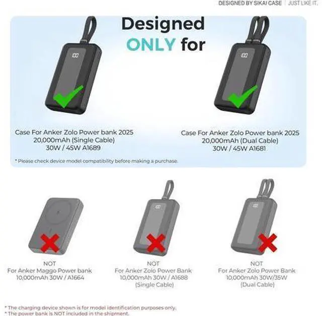 Alt view image 2 of 5 - Silicone Case for Zolo Power Bank 2025(20,000mAh 45W/30W) A1689/A1681 Protective Cover with Lanyard Hole, Compact | Tactile Grip | Impact Protection for Daily Use & Travel, Case Only (Black)