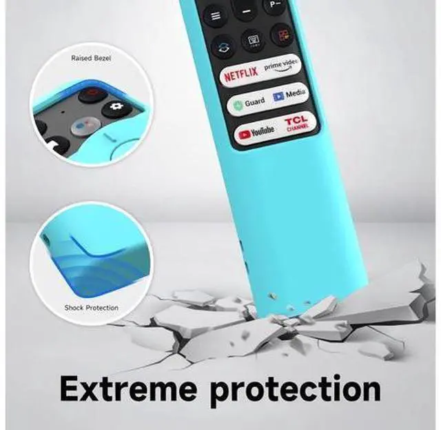 Alt view image 6 of 6 - Silicone Cover for TCL RC902V FMR1,RC813 FMB1 FMB3,RC923 Voice Remote Shockproof Case for 55R646 55S546 65R646 65S546 75R646 Series TV Remote, Anti Lost with Lanyard Glow Blue