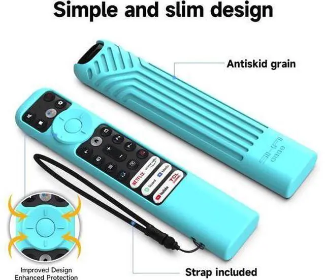 Alt view image 5 of 6 - Silicone Cover for TCL RC902V FMR1,RC813 FMB1 FMB3,RC923 Voice Remote Shockproof Case for 55R646 55S546 65R646 65S546 75R646 Series TV Remote, Anti Lost with Lanyard Glow Blue