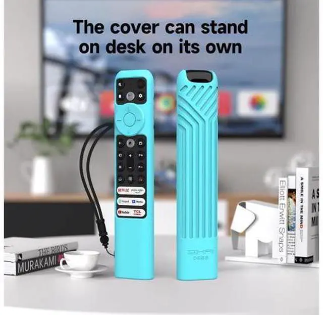Alt view image 2 of 6 - Silicone Cover for TCL RC902V FMR1,RC813 FMB1 FMB3,RC923 Voice Remote Shockproof Case for 55R646 55S546 65R646 65S546 75R646 Series TV Remote, Anti Lost with Lanyard Glow Blue