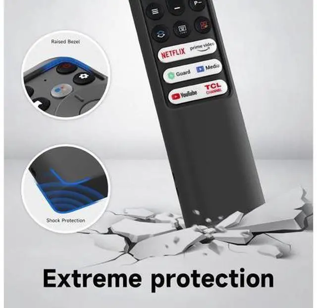 Alt view image 6 of 7 - Silicone Cover for TCL RC902V FMR1,RC813 FMB1 FMB3,RC923 Voice Remote Shockproof Case for 55R646 55S546 65R646 65S546 75R646 Series TV Remote, Anti Lost with Lanyard Black